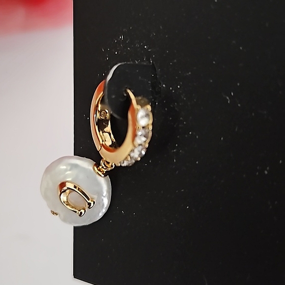 Coach NWT Freshwater Pearl Dangle Earrings - Picture 2 of 3